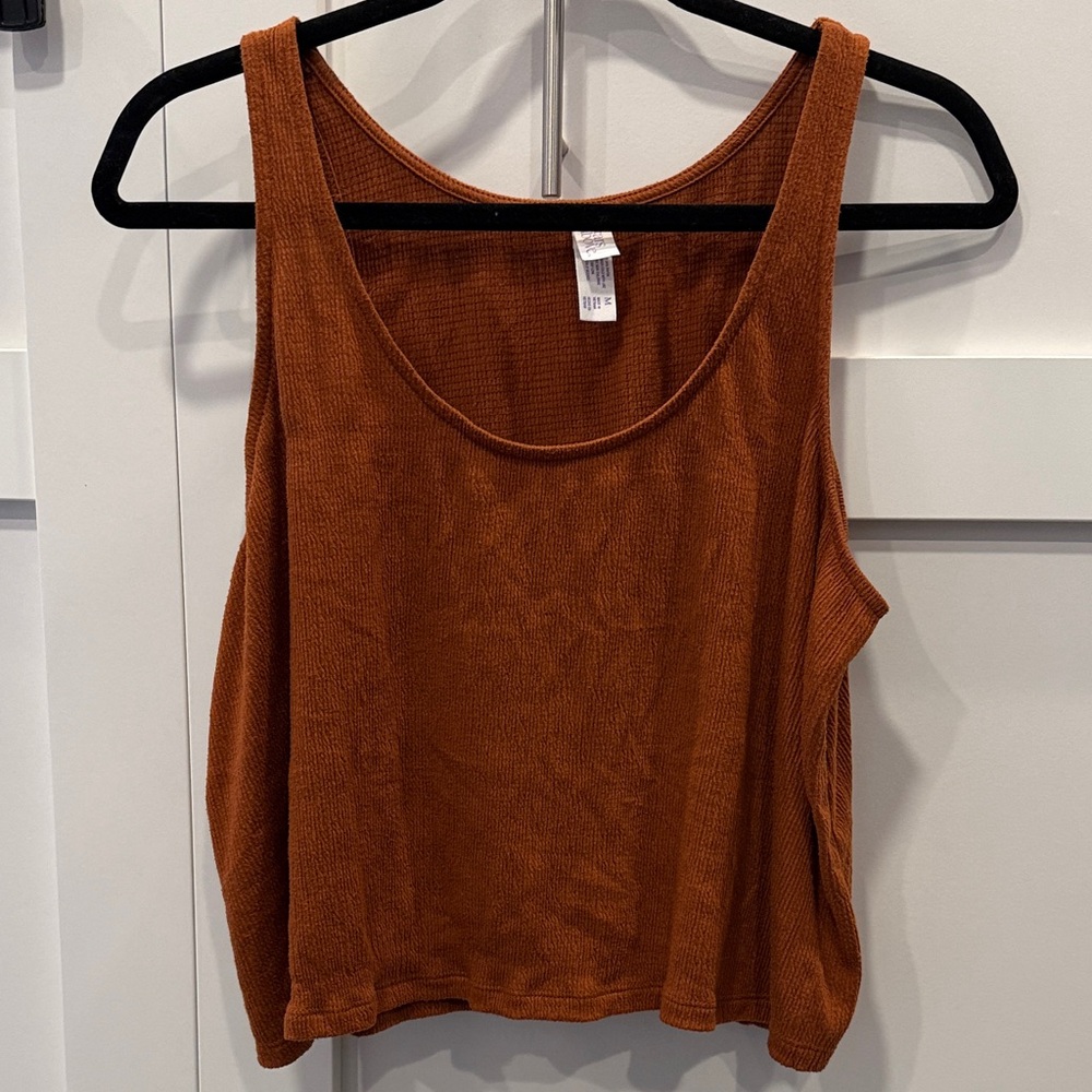 stars above Ribbed Tank Top in Rust Brown